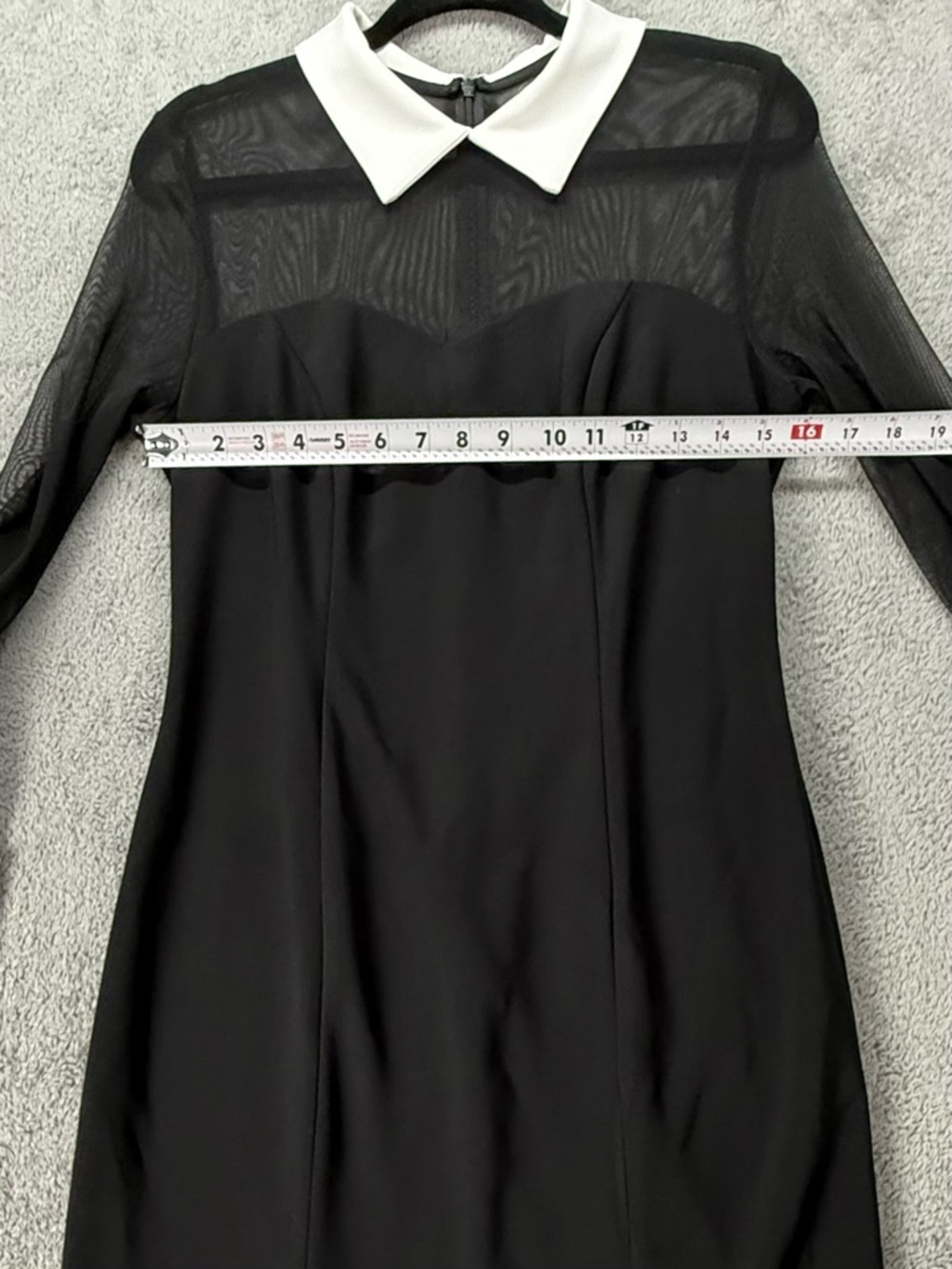 Joseph Ribkoff Sheer Mesh Sleeve Mini Dress Mod Chic Dark Academia Wednesdaycore - Picture 5 of 12